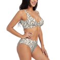 thumbnail image 2 of Wukai Retro Bunny Women's Bikini Set Two Piece,wimsuit High Waisted V Neck Twist Front Adjustable Spaghetti Straps Bathing Suit-Small, 2 of 7