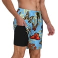 thumbnail image 2 of Kdxio Multicolored Butterflies Print Men'S Swim Trunks With Compression Liner 7 Inch Inseam Quick Dry Swim Shorts, 2 of 7
