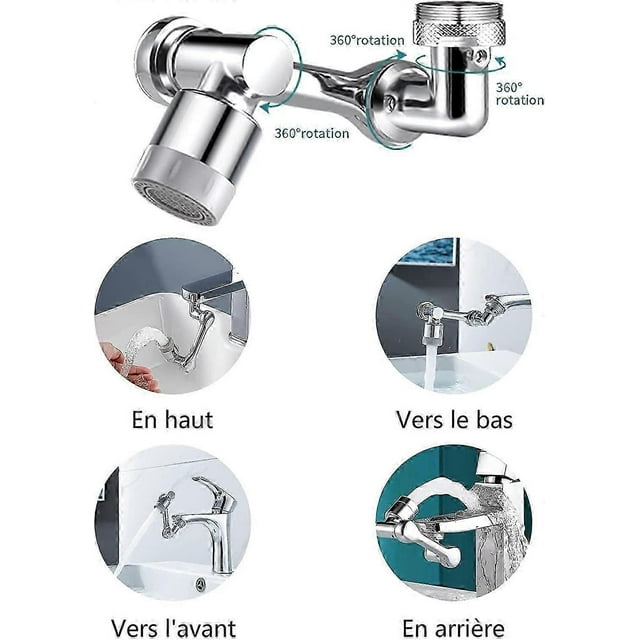 1080 Degree Swivel Faucet Aerator, Rotating Faucet Nozzle, Aerator Splash Filter Faucet, 2 Modes Adjustable Extension Faucet Filter Sprayer for Kitche