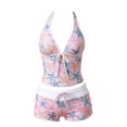 thumbnail image 6 of Leey-World 2 Piece Y2k Polka Dot Halter Bikini with Shorts 2000s Bathing Suit Set Summer Vacation Cute Beach Tankini Swimsuit(White,XL), 6 of 7
