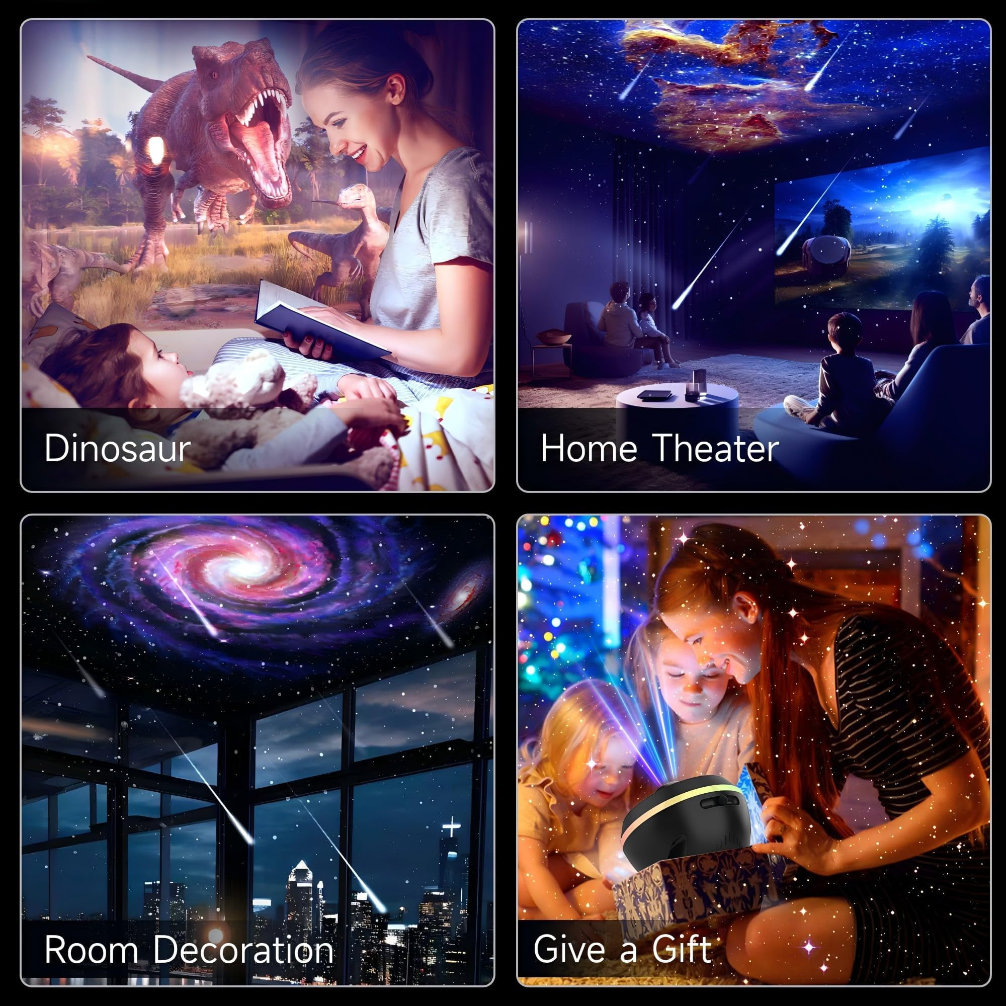 Planetarium Galaxy Projector for Bedroom, 4K 13 in 1 HD Star Projector for Adults & Kids, Timer Adjustable Night Light with Meteor Milky Way Knob , Space Lamp Room Decor for Teens,Black