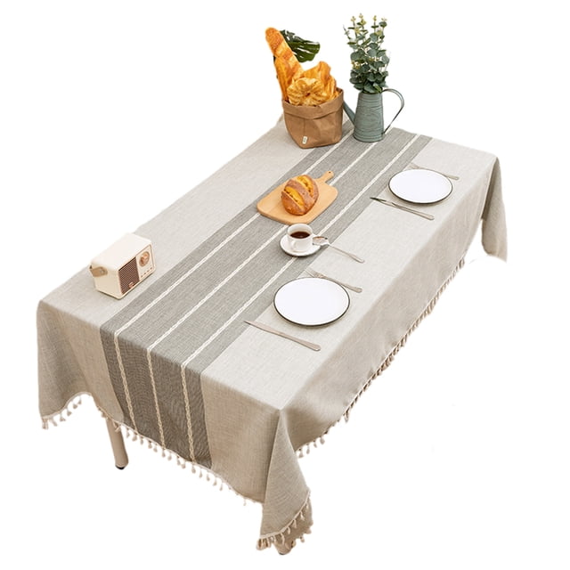 Manteles para mesas rectangulares,Mantel impermeable sin arrugas, cubierta para mesa de comedor de granja,Manteles de tela suave con borlas