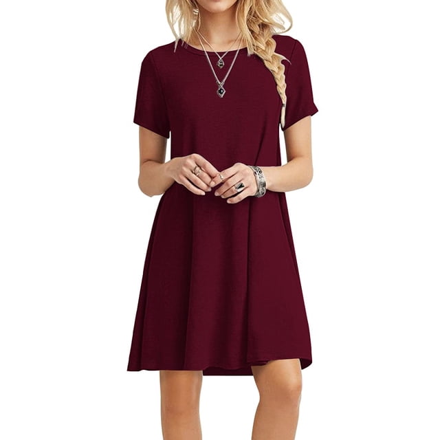 Robes T-Shirt Décontractées d'Été pour Femmes à Manches Courtes, Robe Bohème de Plage
