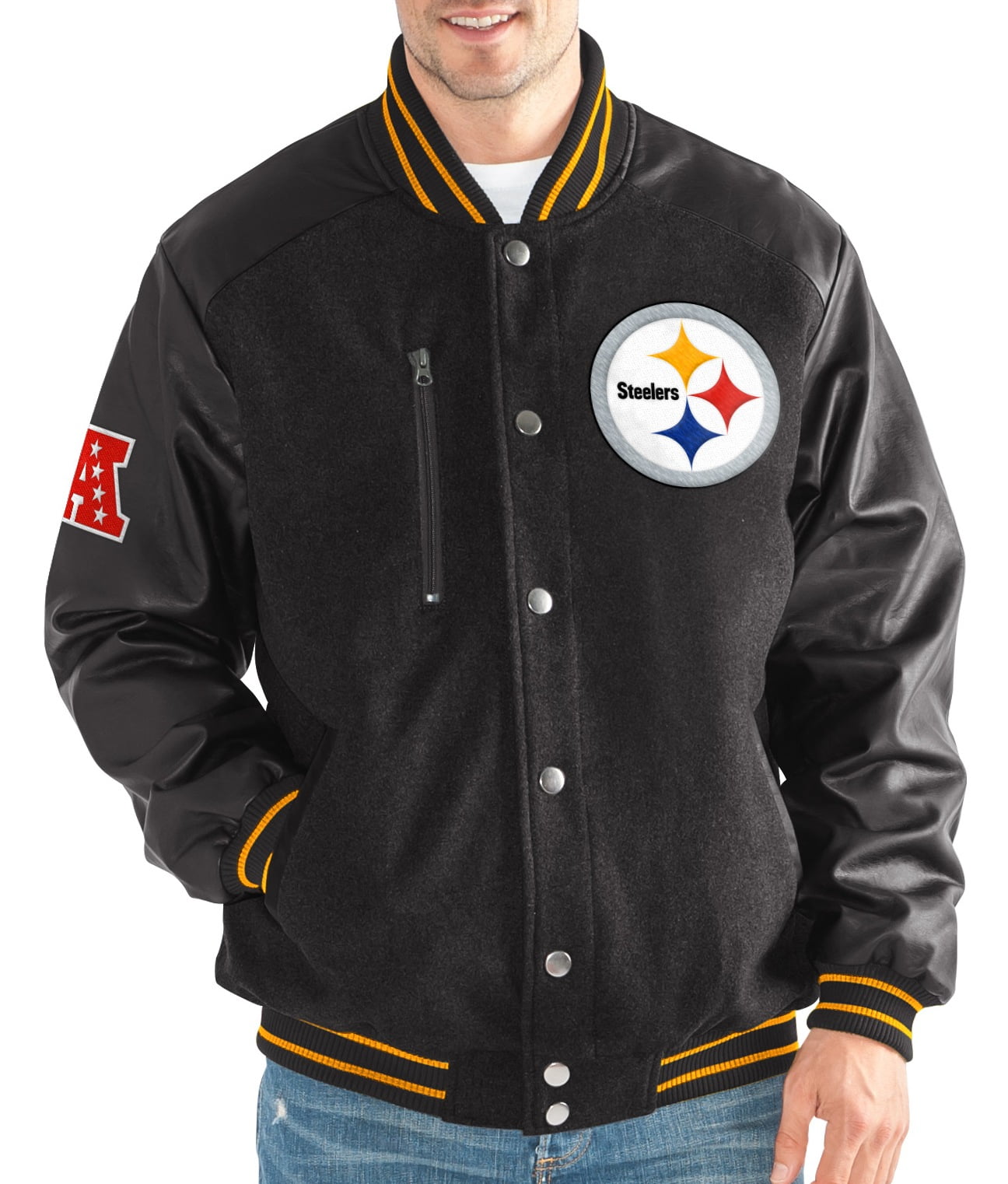 Pittsburgh Steelers G-III NFL "Heavy Hitter" Men's Premium Varsity Jacket by G-III Sports