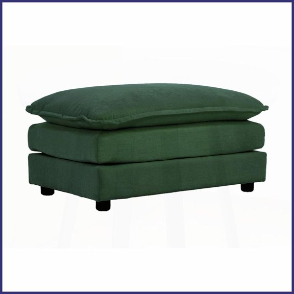 Green Chenille Fabric Ottoman Footrest – Versatile Match for 2-4 Seater Sofas, Sturdy Wood Frame & Soft Comfort