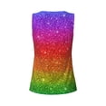 thumbnail image 5 of Fotbe Rainbow Glitter Womens Loose Fit Casual Flowy Slim-Fit Tank Tops Athletic Round Neck Trendy Sleeveless Summer Tops for Gym and Yoga-X-Large, 5 of 9
