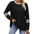 thumbnail image 2 of CLOISE Fashion Tops for Women Trendy Crew Neck Shirt Solid Color Long Sleeve Pullover Casual Fall Winter Clothes Black S, 2 of 8