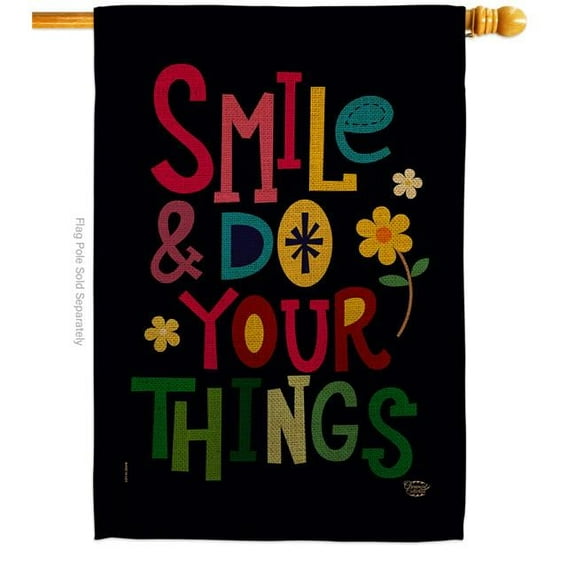 Ornament Collection H192201-BO 28 x 40 in. Smile Do Your Things Sweet Life Inspirational Double-Sided Decorative Vertical House Flags - Decoration Banner Garden Yard Gift