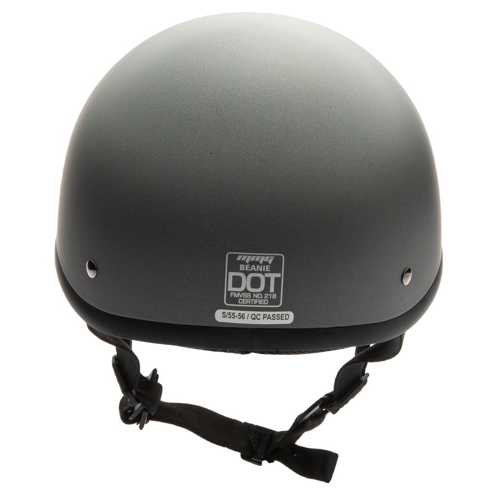 MMG Motorcycle Half Helmet Beanie DOT with goggles Matte Gray (X-Large) Model 29