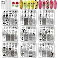 thumbnail image 1 of Juego de 9 placas para estampar uñas con temática floral: girasoles, rosas, tulipanes y ramos. Incluye estampador y raspador., 1 of 7
