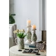 thumbnail image 6 of A&B Home White Ceramic Pillar Candleholder with Green Floral Motif 5.3" x 5.3" x 12.4", 6 of 6