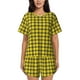 thumbnail image 1 of Balery Yellow Checkered Plaid Conjunto de Pijama para Mujer con Estampado, Dos Piezas de Manga Corta y Shorts, Ropa de Dormir Suave con Cuello Redondo y Bolsillos-Large, 1 of 6