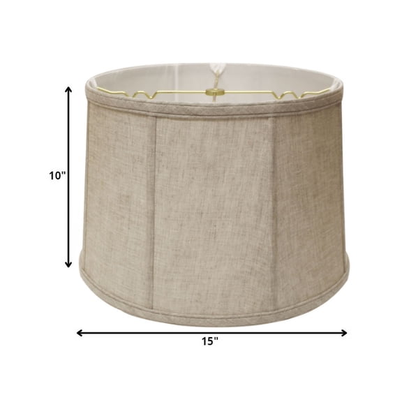 HomeRoots 469752 15 in. Throwback Drum Linen Lampshade, Cream