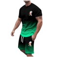 thumbnail image 1 of toraway Costumes pour Hommes Coupe Ajustée 2 Pcs Été Décontracté Ensemble de Sport Grande Taille Manches Courtes Col Rond Imprimé Noix de Coco TTTG, 1 of 4