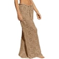 thumbnail image 3 of Womens Crochet Swimsuit Coverup Pants High Waisted Drawstring Sexy Sheer Mesh Knit Wide Leg Beach Pants, 3 of 6