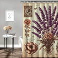 thumbnail image 2 of GOSMITH Vintage Flower Lavender French Country Stamp with Violet Bouquet Shower Curtain Multiple Sizes White, 2 of 7