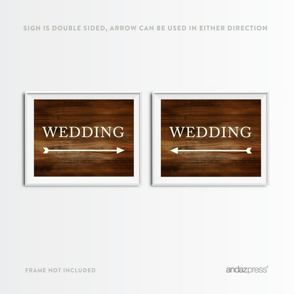Wedding Rustic Wood Wedding Party Directional Signs,  Double-Sided