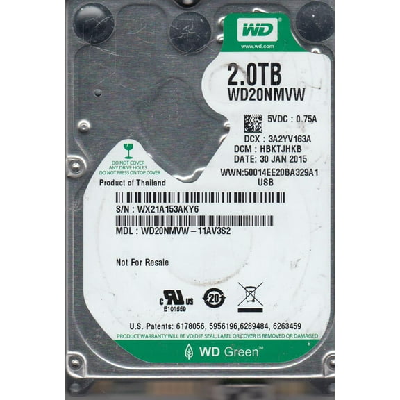 WD20NMVW-11AV3S2, DCM HBKTJHKB, Western Digital 2TB USB 2.5 Hard Drive