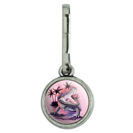 Backpack With Palm Trees Smiling Tropical Alligator Palm Trees Antiqued Charm Clothes Purse Suitcase Backpack Zipper Pull Aid ()