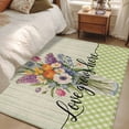 thumbnail image 4 of 3'x5' Area Rugs, Watercolor Flowers Indoor Outdoor Area Rug for Living Room Bedroom, Spring Floral Sage Green Stripes Check Washable Bathroom Rugs Kitchen Floor Carpet Mats Home Decor Aesthetic, 4 of 8