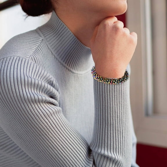 WEUVEB Girls Hair Ties Crystal Hair Tie Bracelet Assorted Color 3Pcs