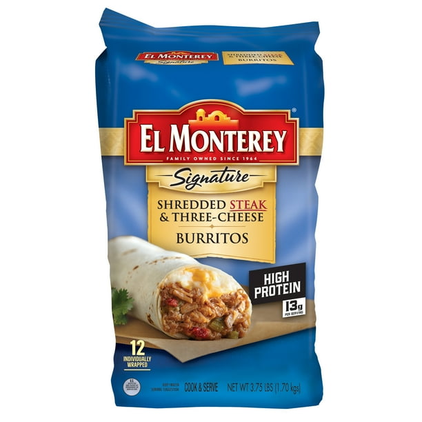 El Monterey Signature Shredded Steak and ThreeCheese Burritos 12 ct