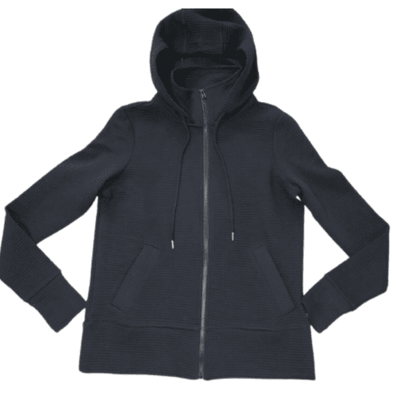 ACTIVE LIFE Women's Ribbed Full Zip Hoodie In Black, S