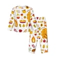 thumbnail image 2 of Kll Happy Fall Y'All Print Women'S Long Sleeve Pajamas With Pants Sleepwear Loungewear 2 Set-Large, 2 of 9