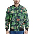 thumbnail image 5 of Nueva chaqueta con cremallera y estampado 3D de flores hawaianas para hombre, sudaderas estilo bombardero con estampado de plantas tropicales, abrigos de manga larga de gran tamaño, 5 of 5