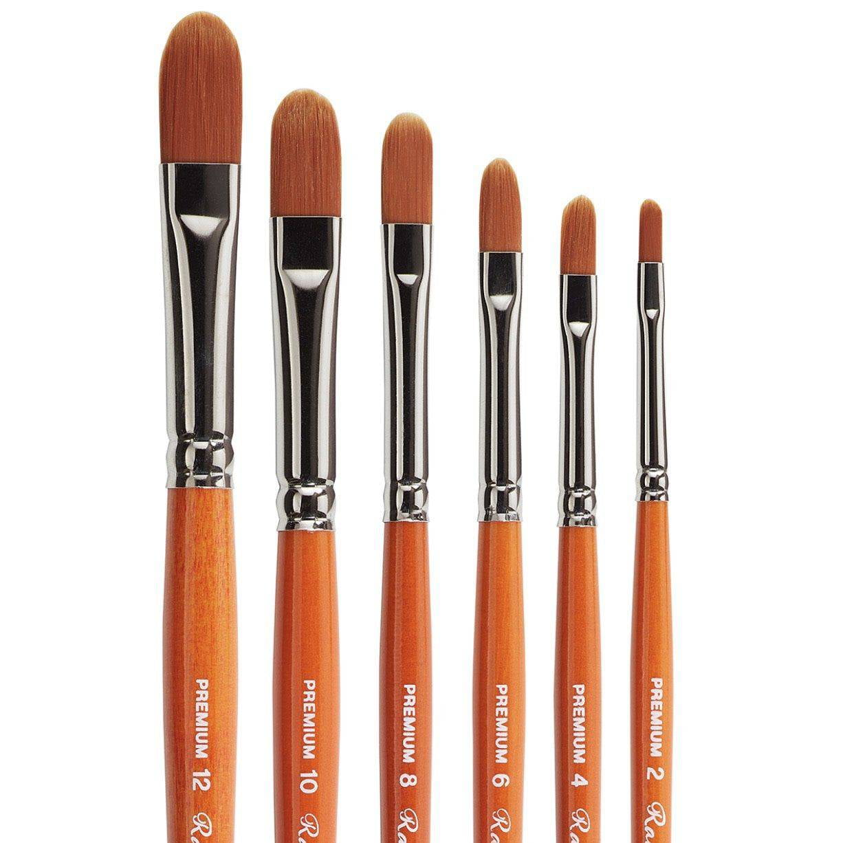 KINGART Radiant 6500 Filbert Series Premium Golden Synthetic Brushes for Acrylic, Oil and Watercolor, Set of 6