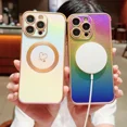 thumbnail image 3 of Laser Colorful Love Heart Magnetic Case for iPhone 16 15 ProMax 12 13 14 Pro Max Plus 11 Gradient Magsafe Soft Bumper Slim Cover Pink For iPhone 13 Pro, 3 of 6