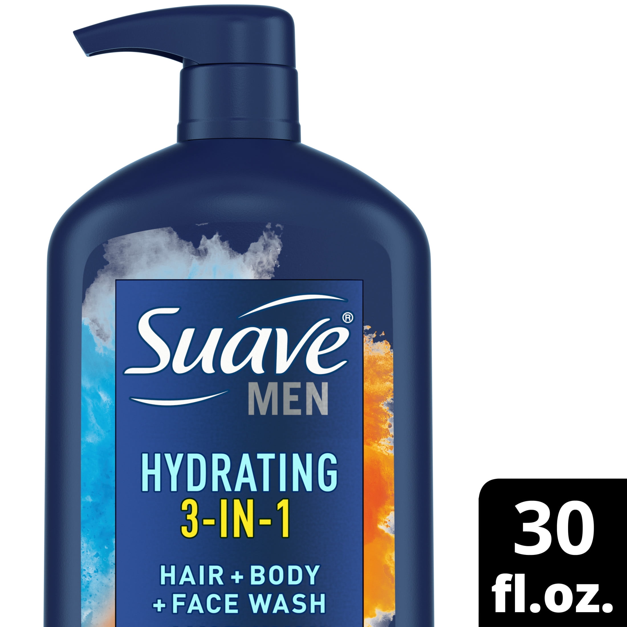 Suave Men 3 in 1 Mens Body Wash, Hair, Face and Body Wash, Hydrating, Citrus & Musk, 30 oz