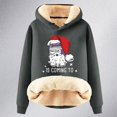 thumbnail image 4 of Haut à Capuche Chaud Imprimé de Noël pour Femmes Automne/hiver avec Fermeture Éclair Quart, T-Shirts Légers pour Femmes, Hauts Junior Mignons, Haut Rond, Mode Grande Taille pour Femmes, Gris TG, 4 of 4