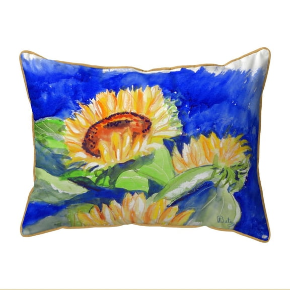 Betsy Drake Interiors Gold Rising SunFlower Large Pillow 16x20