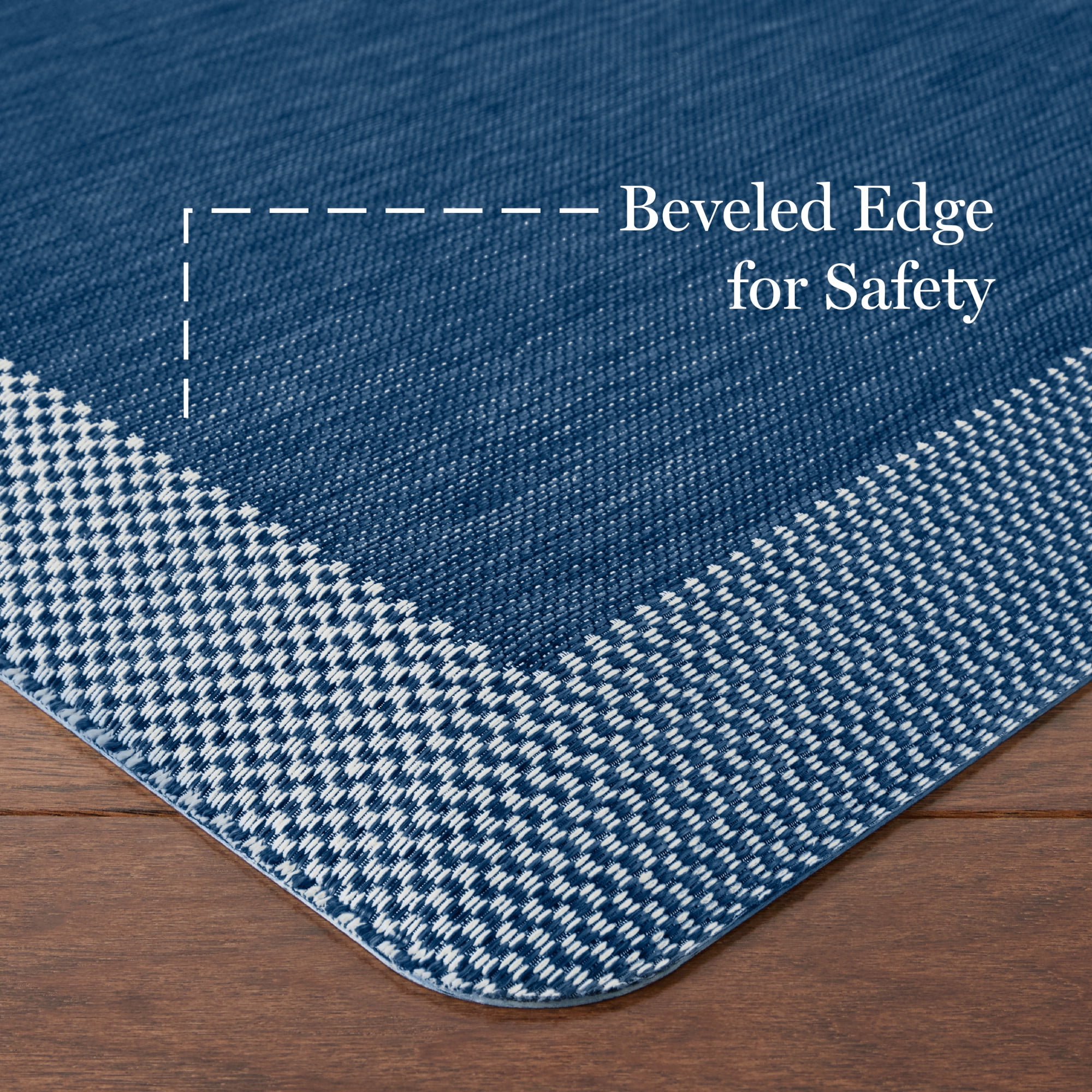 MARTHA STEWART Mira Modern Heathered Solid Anti-Fatigue Air-Infused Kitchen Mat, Navy Blue, 19.6"x39"