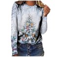 thumbnail image 2 of Jacenvly Clearance Christmas Sweaters for Women Ladies Christmas Round-Neck Print Long Sleeve Tops Unique Patterns Regular Blouse, 2 of 4