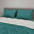 thumbnail image 2 of Geometric Comforter & Sham Bedding Set, Eastern Style Interlaced Moroccan Style Ornament Image, 3 pcs Duvet Set Microfiber Filling Quilt, 5 Sizes, Night Blue Sea Green, by Ambesonne, 2 of 4