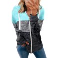 thumbnail image 1 of Black Winter Coat Gold Zipper Womens Jacket Tan Print Stitching Color Sweatshirt Coat, 1 of 5