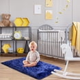thumbnail image 3 of YJ.GWL Fluffy Faux Sheepskin Plush Area Rug Soft Fuzzy Rugs Floor Carpet for Bedroom Living Room,2'x3',Dark Navy, 3 of 9