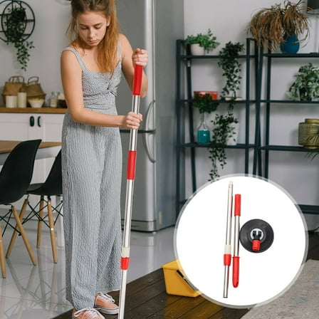 ELAYARD Rotating Mop Pole with Stainless Steel and Plastic, Red Handle, Easy to Install for Home Cleaning