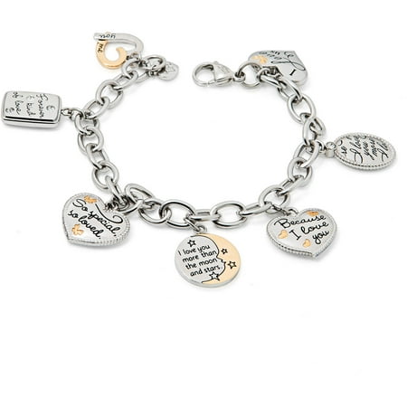 Connections From Hallmark Stainless Steel Love Multi-Charm Bracelet 7.5