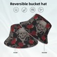 thumbnail image 5 of Kll Skull And Red Roses Bucket Hat For Women Men Packable Travel Beach Sun Hat Outdoor Rave Accessories Reflective Fisherman Cap, 5 of 9