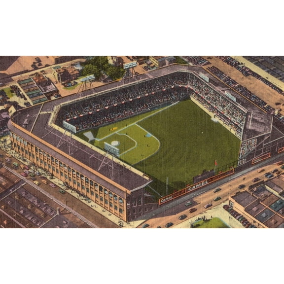 Ebbets Field Illustration - 12" x 18" Art Print Wall Decor