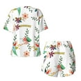 thumbnail image 5 of Naloa Pretty Floral With Leaves Women's Short-Sleeved Pajama Set, Loungewear, Summer pajamas, Breathable Cozy - Medium, 5 of 9