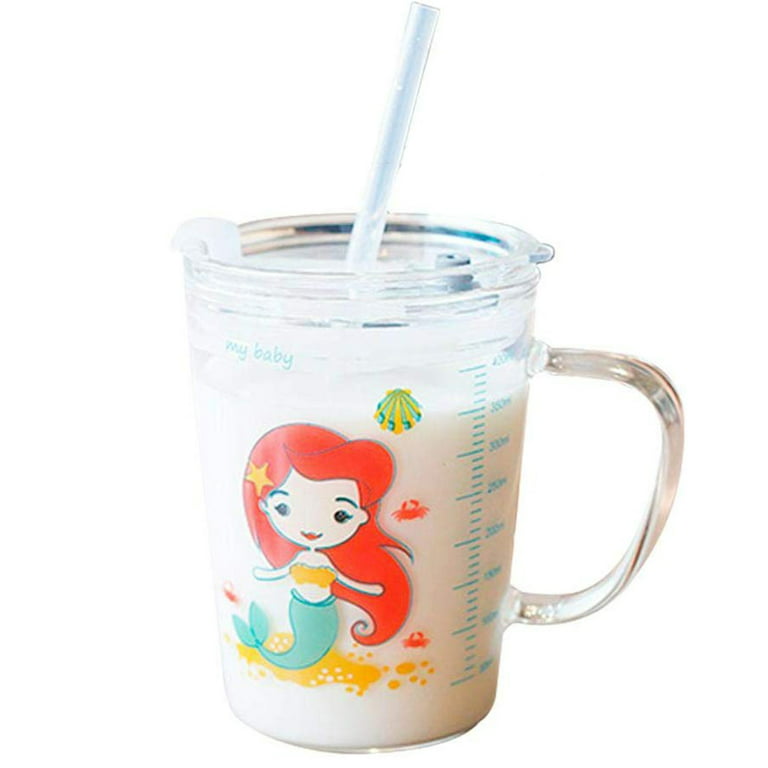 Summer Cute Cartoon Flower Pattern Beverage Glass Tumbler with straw