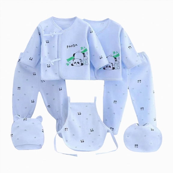 WUANDIXFA Newborn Outfits Baby Boy Preemie Newborn Baby Boy Clothes Infant Clothing Romper Pant Outfits Set Layette 7 Pieces,Blue,0-3 Months