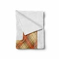 thumbnail image 2 of Letter H Soft Flannel Fleece Throw Blanket, Old Fashion Cloth with Stitches Checkered Plaid Typography Image, Cozy Plush for Indoor and Outdoor Use, 60" x 80", Pale Yellow Vermilion, by Ambesonne, 2 of 6