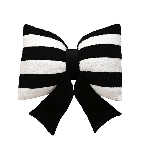 Bow Pillow Faux Striped Throw Pillow with Core 30x45cm Modern Cute Cushion for Sofa Bed