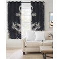 thumbnail image 4 of Summer Nautical Blackout Curtains for Bedroom Living Room, Watercolor Ocean Anchor Pattern Retro Black 54 In Long Thermal Insulated Room Darkening Drapes Grommet Window Treatments, 52 x 54 In, 4 of 9