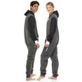 thumbnail image 3 of Notus Unisex Adult 0nesie One Piece Pajama Romper Hooded Zip Sleepwear Jumpsuit for Men and Women Char & Black S, 3 of 6